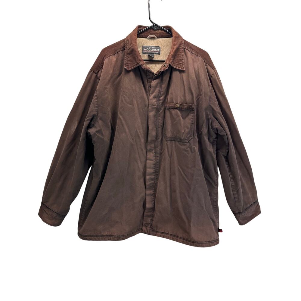 Woolrich Fleece Lined Corduroy Snap Jacket Brown XL Vintage 6225